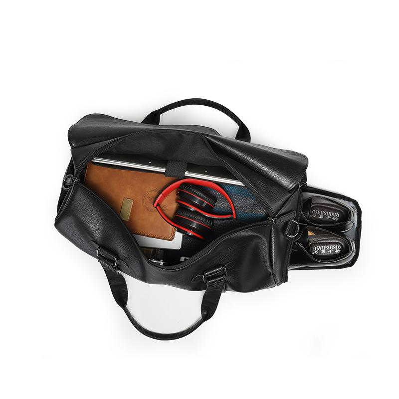 Износостойкая ПУ дорожная сумка делового стиля однотонная уличная сумка для хранения багажа на одно плечо