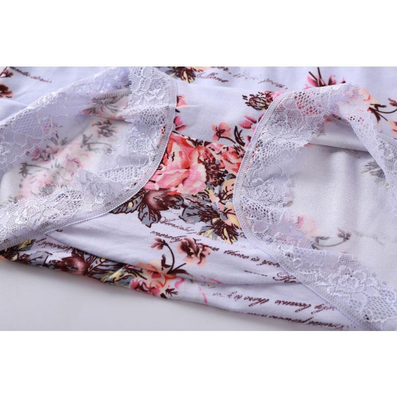 Нижнее белье из хлопка со средней талией, эластичные, дышащие, с принтом, кружевные трусики с треугольными чашечками