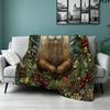 Christmas animals Printed Flannel Blanket, soft throw for bedroom sofa, washable, Christmas present, great gift.