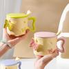 Креативная рельефная кружка из керамики с бабочкой, сувенир с крышкой и ложкой, кофейная чашка, высококачественная, маленькая свежая чашка для воды