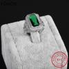 Unique Style Male Female Big Geometric Ring Fashion Green Zirconia Wedding Rings Promise 925 Silver Engagement Ring