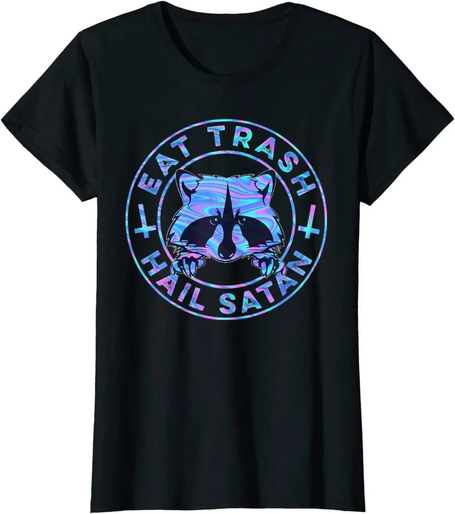 Animal Eat Trash Hail Satan Trippy Hippie Cute Raccoon T-Shirt Clothing Casual Cotton Daily Four Seasons Tees T Shirts Unisex
