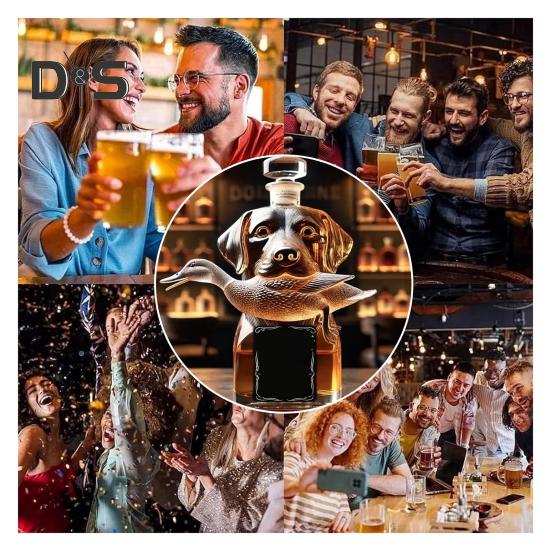 Графин для виски с охотничьей собакой, 3D-гравировка, собака-охотник, стеклянная бутылка для виски с изображением животных, контейнер для вина для мужчин, пап, домашний бар, декор