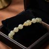 Square Sugar Lotus Hotan Bracelet Apricot Beaded Bracelet Hetan Jasper Bracelet  Anniversary