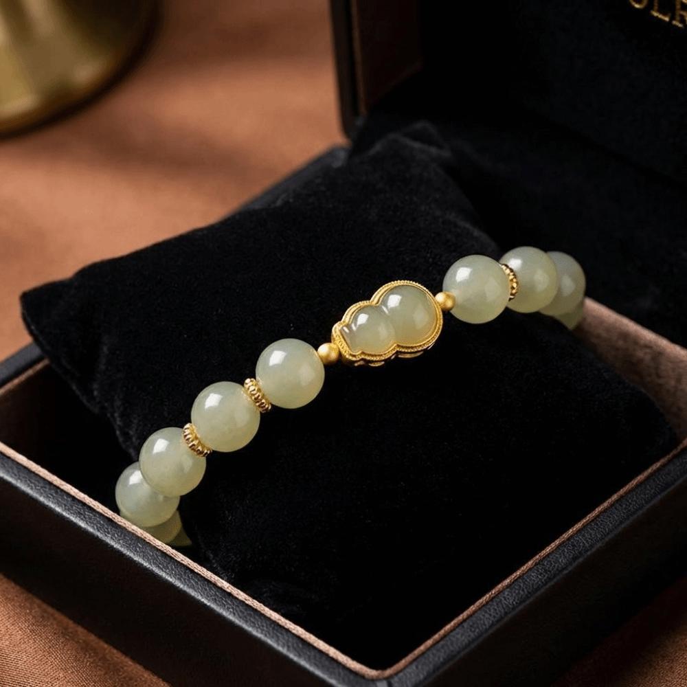 Square Sugar Lotus Hotan Bracelet Apricot Beaded Bracelet Hetan Jasper Bracelet Anniversary