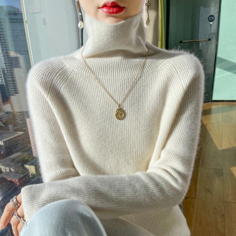 Women's Cashmere Sweater Thickened Qinghe Cashmere 30% Cashmere 70% Wool Women's Autumn and Winter Cashmere Pullover Soft and Warm