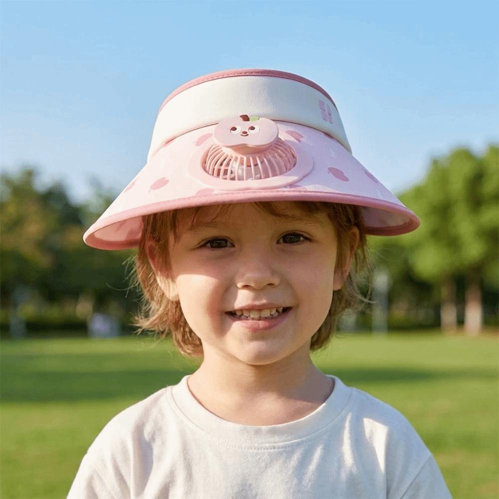 Cartoon Children Fan Hat Breathable Cooling Sunshade Hat Fashion Sunscreen Empty Top Hat Camping