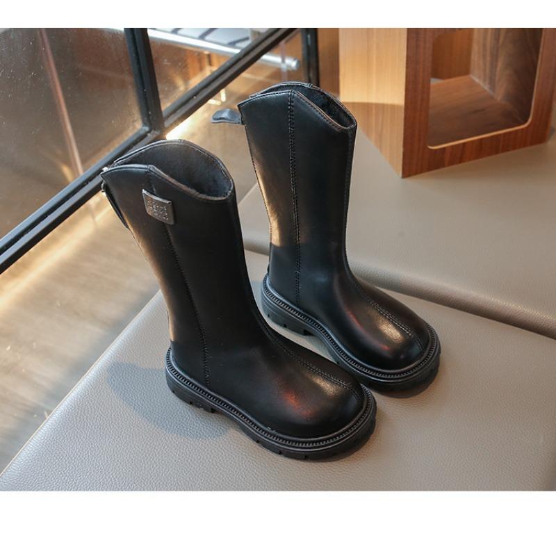 Сапоги для девочек из фланелевой ткани, два хлопка, высокие, осенне-зимние, новинка, рыцарские сапоги для маленьких девочек, корейская версия, детские хлопковые сапоги среднего и большого размера