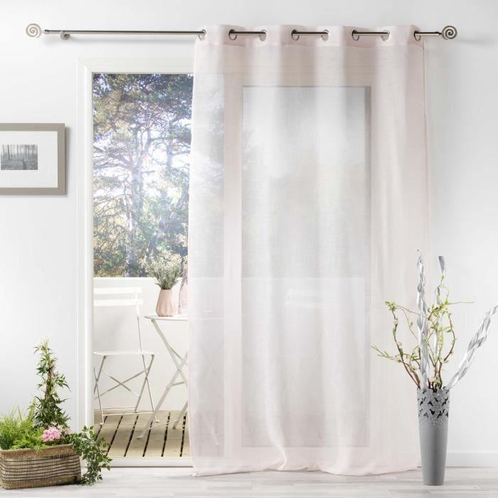 Voilage - Zazy - 140x240cm - Effet lin - Polyester - Oeillets métal