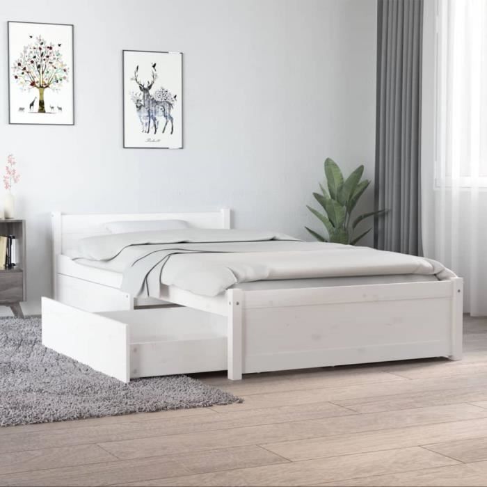 VidaXL Cadre de lit avec tiroirs Blanc 90x190 cm Simple 3103479