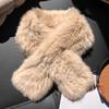 Rabbit Fur Knitted Scarf Women's Autumn and Winter High Sense Korean Version Versatile Warm Thickened Neck Protection Double-sided Fur Plush Scarf