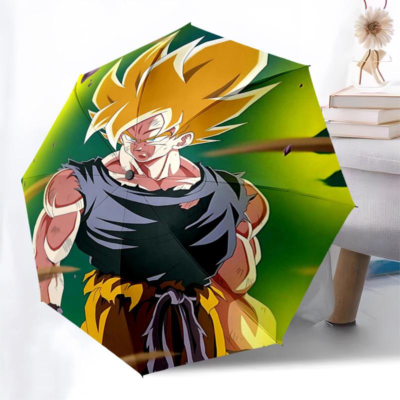 1pc Dragon Ball Z Goku Automatic Opening/Closing Outdoor Umbrella - Portable 3-Fold Design with Iron Frame - Outdoor for Fans, Travelers, Daily U