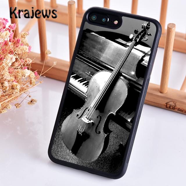 Krajews Elegant Wooden Violins Bow Sheet Music Phone Case For iPhone 17 Air 16 15 14 plus 11 12 13 pro max coque Fundas