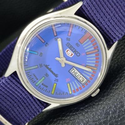ЯПОНИЯ ВИНТАЖ SEIKO 5 АВТОМАТИЧЕСКИЕ 6309A МУЖСКИЕ ЧАСЫ С ЦИФЕРБЛАТОМ СИНЕГО ЦВЕТА a701479-5