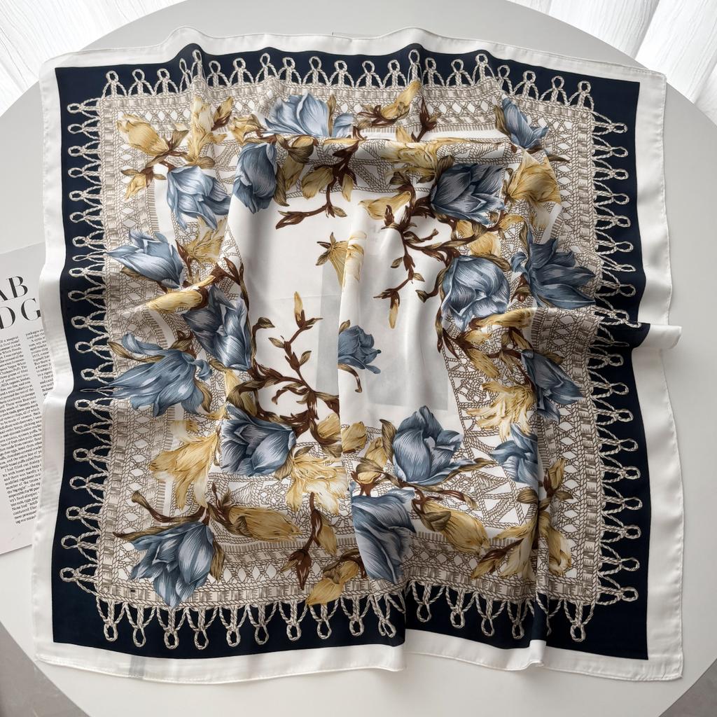 Luxury Silk Square Scarf for Women Print Kerchief Soft Satin Hairband Hands Bag Ribbons Foulard Head Hijab Neckerchief Headband