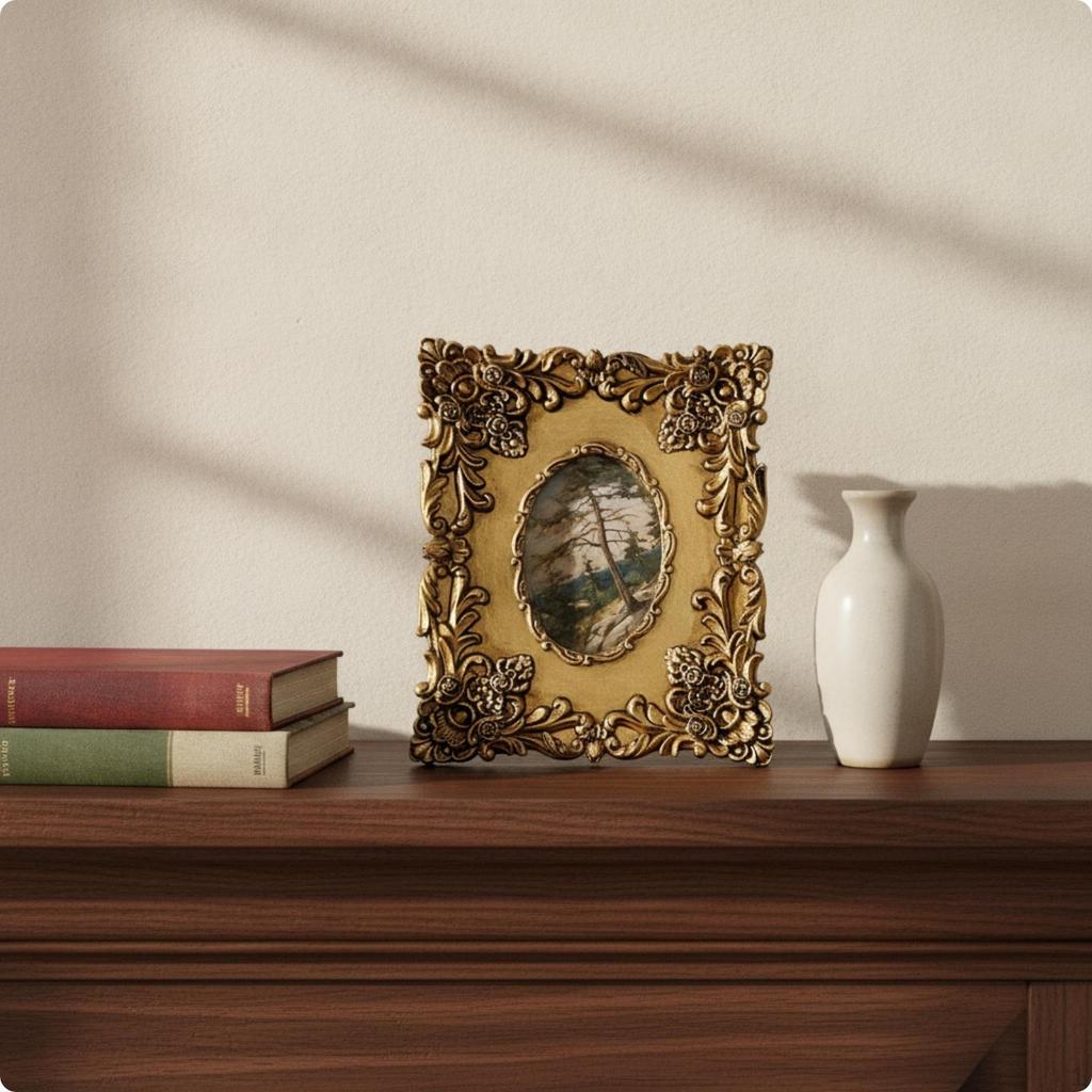 Овальная фоторамка из смолы, винтажная, с орнаментом, для невесты, пары, свадьбы, туалетного столика, полки