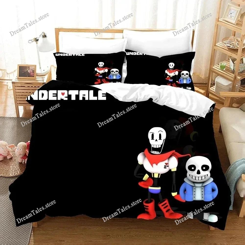 3D Печать Undertale Фриск Санс Комплект Постельного Белья Пододеяльник Комплект Постельного Белья Покрывало Наволочка Одеяло Размер King Queen Мальчики Взрослые