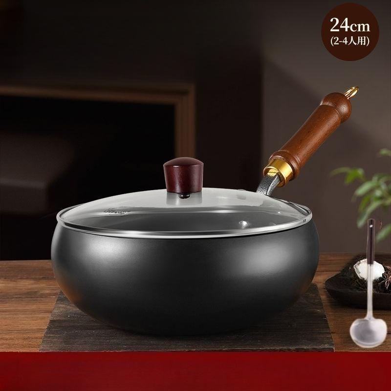 Традиционная чугунная сковорода вок 24 см Посуда из чистого железа с физической антипригарной технологией Без покрытия Китайская сковорода