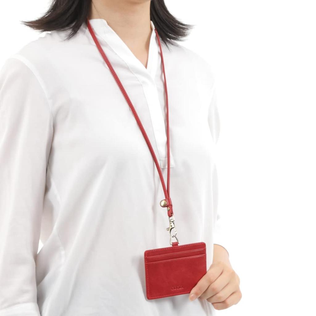 Premium Cowhide ID Card Holder Neck Strap Genuine Leather Set Name Badge Holder Pass Case Commuter Holder Leather Neck Strap Lost Prevention Fall