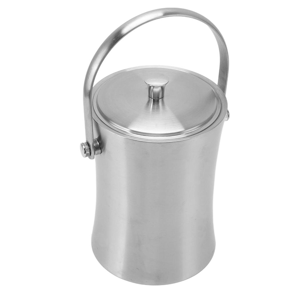 Ведро для льда с двойной стенкой объемом 1 л, в форме талии, из нержавеющей стали, с крышкой и отделением льда для