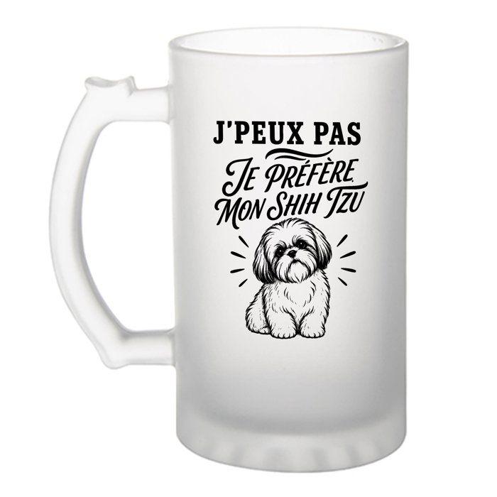 Chope / Verre à bière - PLANETEE - J'peux pas minimaliste - Givré 470 ml - Verre trempé - Imprimée en Bretagne