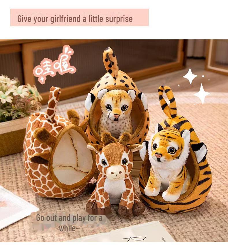 Мягкие игрушки для животных зоопарка: Куклы Тигр, Жираф, Леопард и Лев — Идеальный подарок для детей