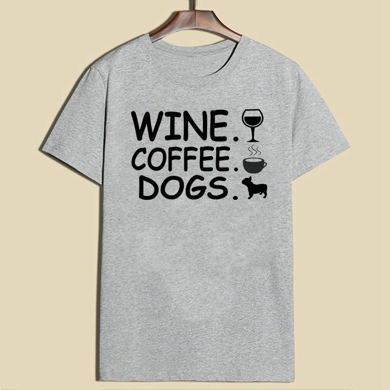 ZIMOXUAN Женская модная повседневная летняя хлопковая футболка, женские футболки с буквенным принтом и короткими рукавами, вино, кофе, собаки, графические футболки