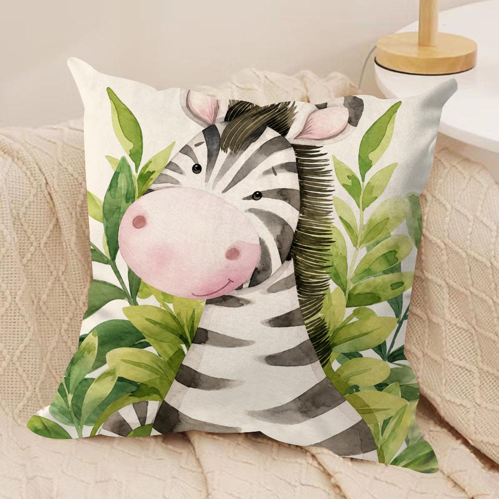 Safari Animal Art Cushion Cover Pillow Case Short Plush Square Throw Pillow Covers Pillowcase Sofa Home Decor Gift