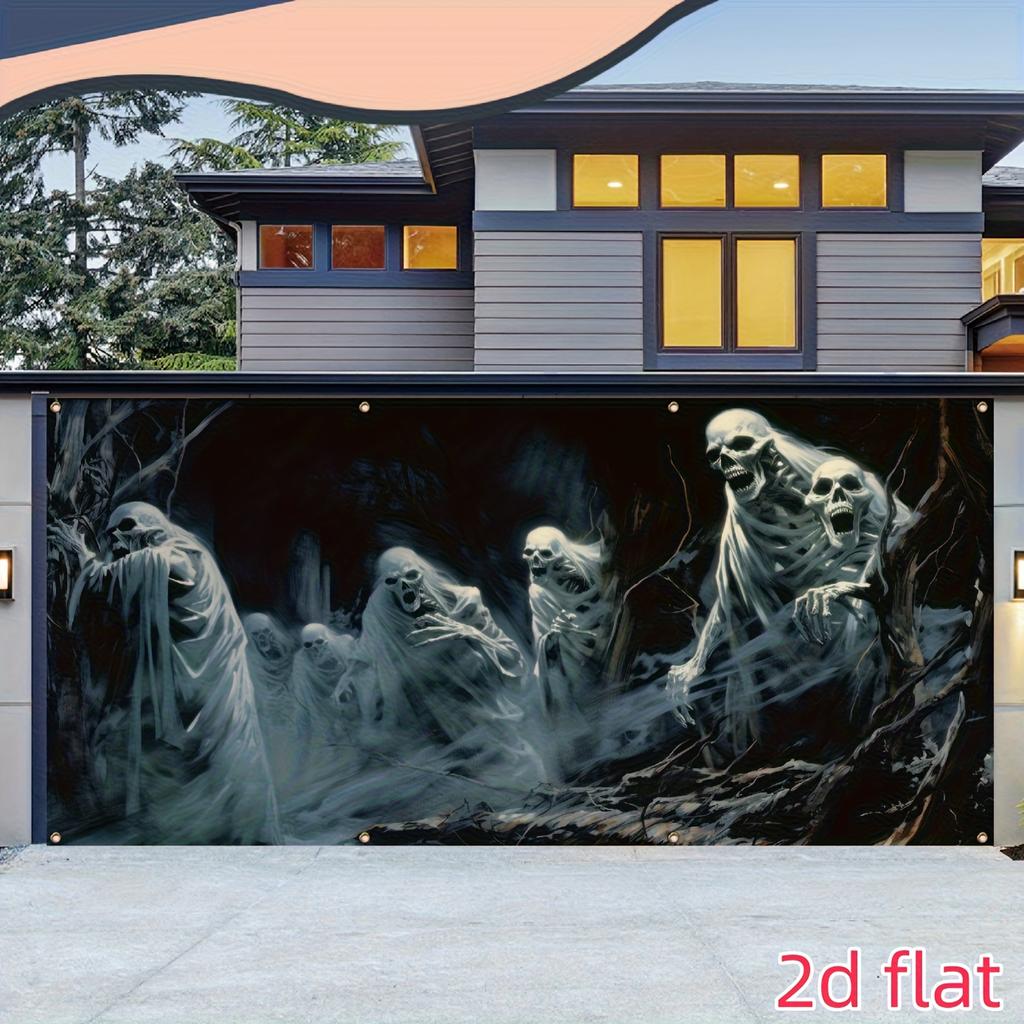 1pc [Ghostly Charm] Halloween Ghost House Decoration in Dead Wood Ruins Banner | Durable and Multi functional