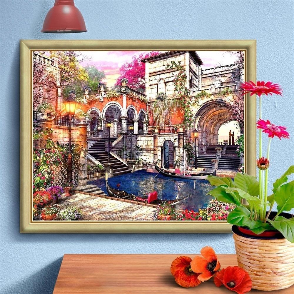 Diy Diamond Painting Landscape Embroidery Arrivals Town Building Home Decoration