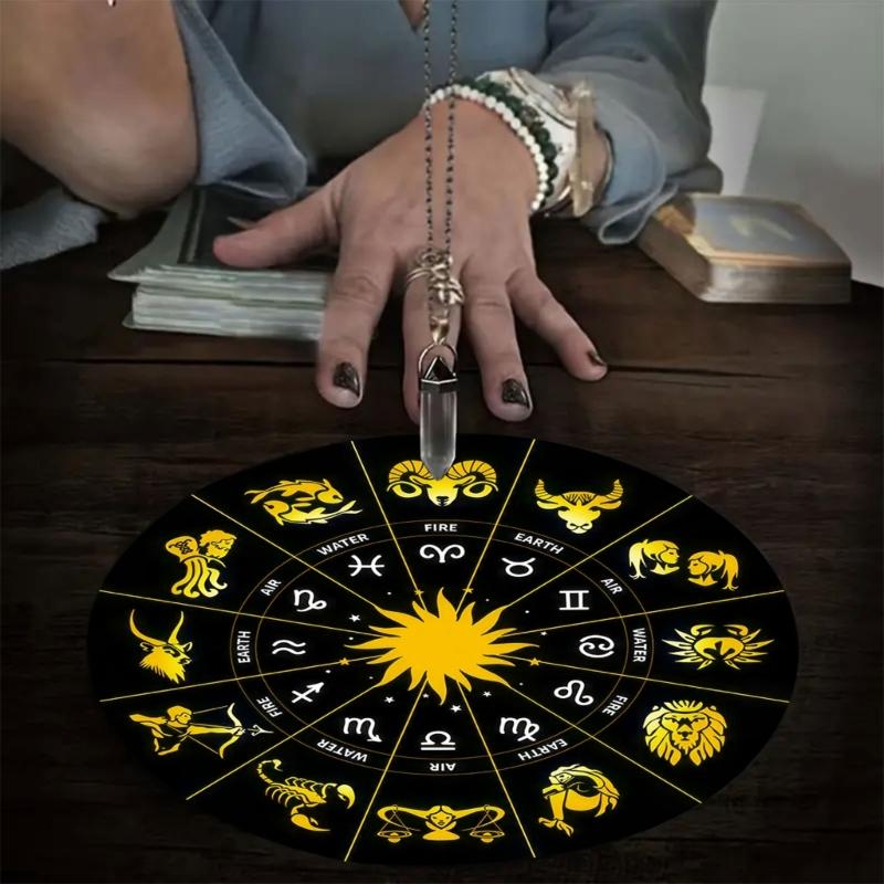 Metaphysical Message Board Mat Witchcraft Fortune Telling Altar Board Divinations Pendulum Board Round Dowsing Board