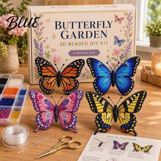 Handmade Bead Craft Kit 3D Beaded Animal Kit DIY Beading Embroidery for Beginners Easy Art Highland Cow/Butterfly/Owl Adults Teens Supplies