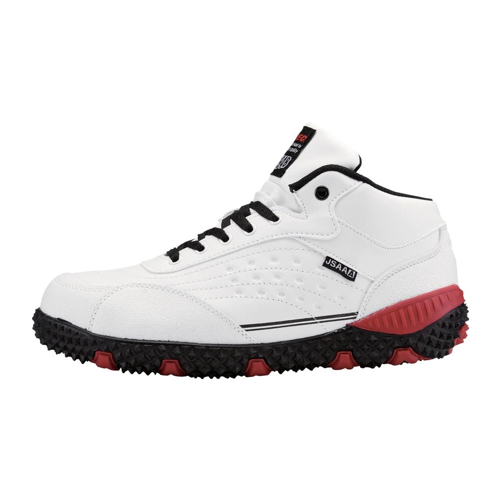 Xebec 85129 Safety Work JSAA Class with Reflective Size Shoes, Sneakers, A, Lace-Up Pockets, Anti-Sweat, Material, White, 28.0cm