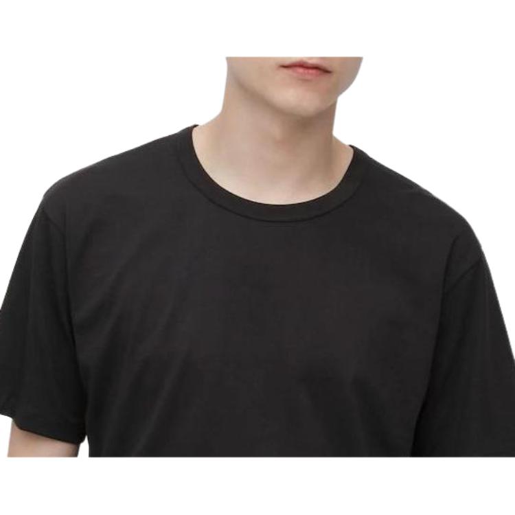 Uniqlo Однотонная охлаждающая футболка с круглым вырезом и коротким рукавом, мужские топы, черный 454315-09