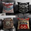 Travel Motorcycle Ride US Route   Linen Cushion Covers For Decorative Sofa Home Pillows Case Car Chair Pillows Cases