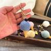 Cute Ice Cream Cone Plush Keychain Cartoon Pompom Bag Charm Car Key Ring Accessory