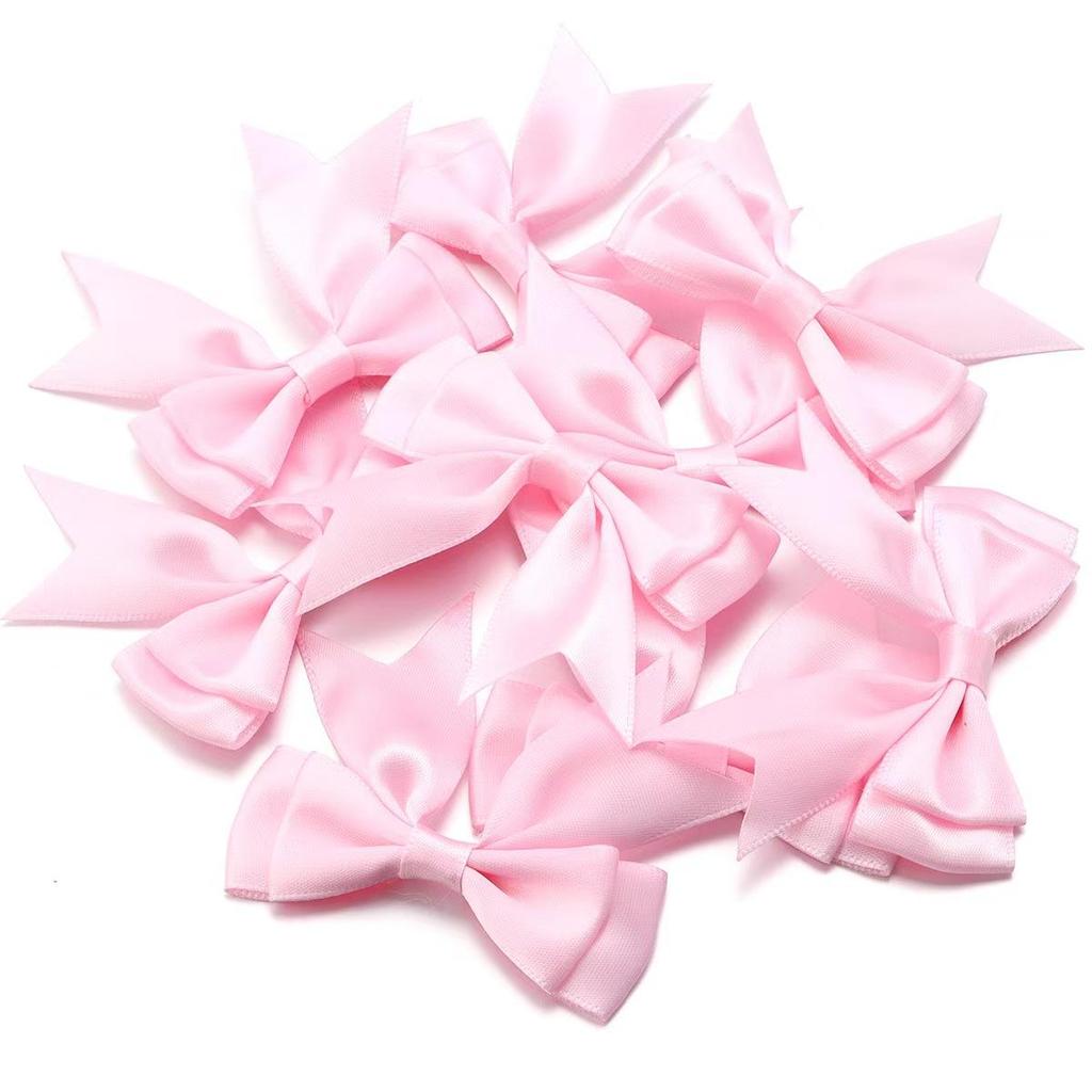 10Pcs Beige Purple Polyester Ribbon Bows Double Deck Bow Patch DIY Gift Clothes Decoration