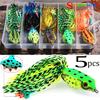 5 шт., рыболовные приманки, плавающая приманка для верхней воды, без сорняков, приманки для лягушек с двойными острыми крючками, мягкая приманка