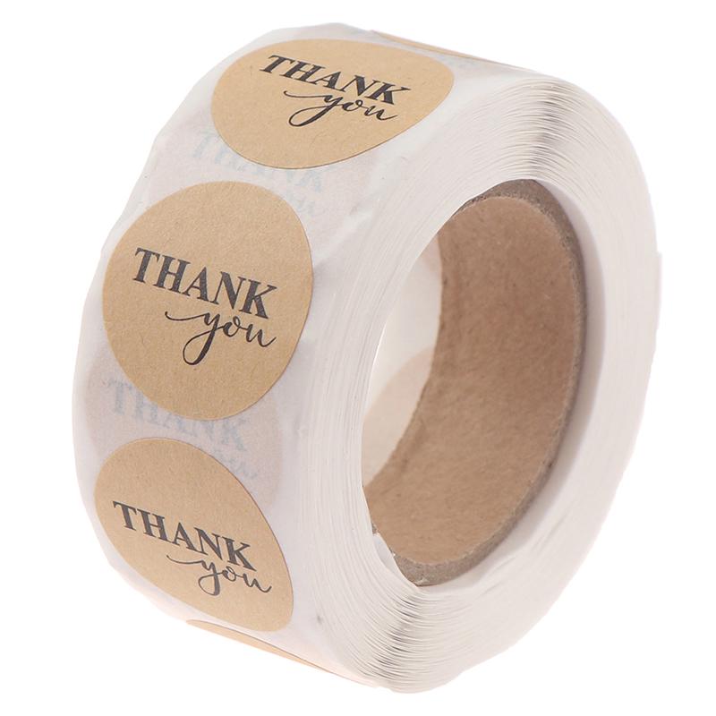 500 шт. круглых наклеек ручной работы из крафт-бумаги для скрапбукинга для упаковки с благодарностью