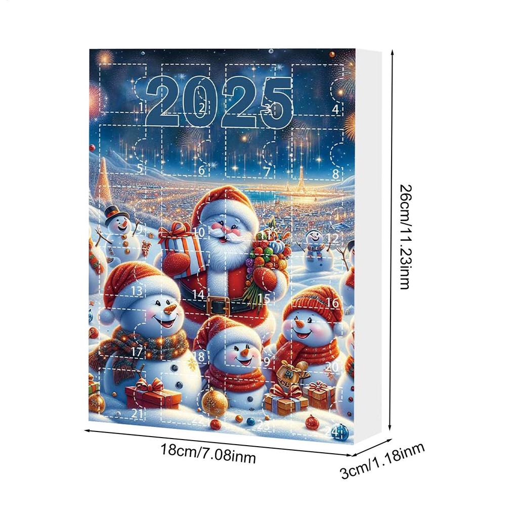 Christmas Countdown Calendar 2025 Advent Calendar 2D Acrylic Ornaments Set with Snowman Design for Christmas Tree Decorations