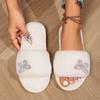Fashion Women Slippers New Winter Fashion Home Cotton Slippers Short Plush Butterfly Rhinestones Shiny Slippers Comfortable Flat Sandals