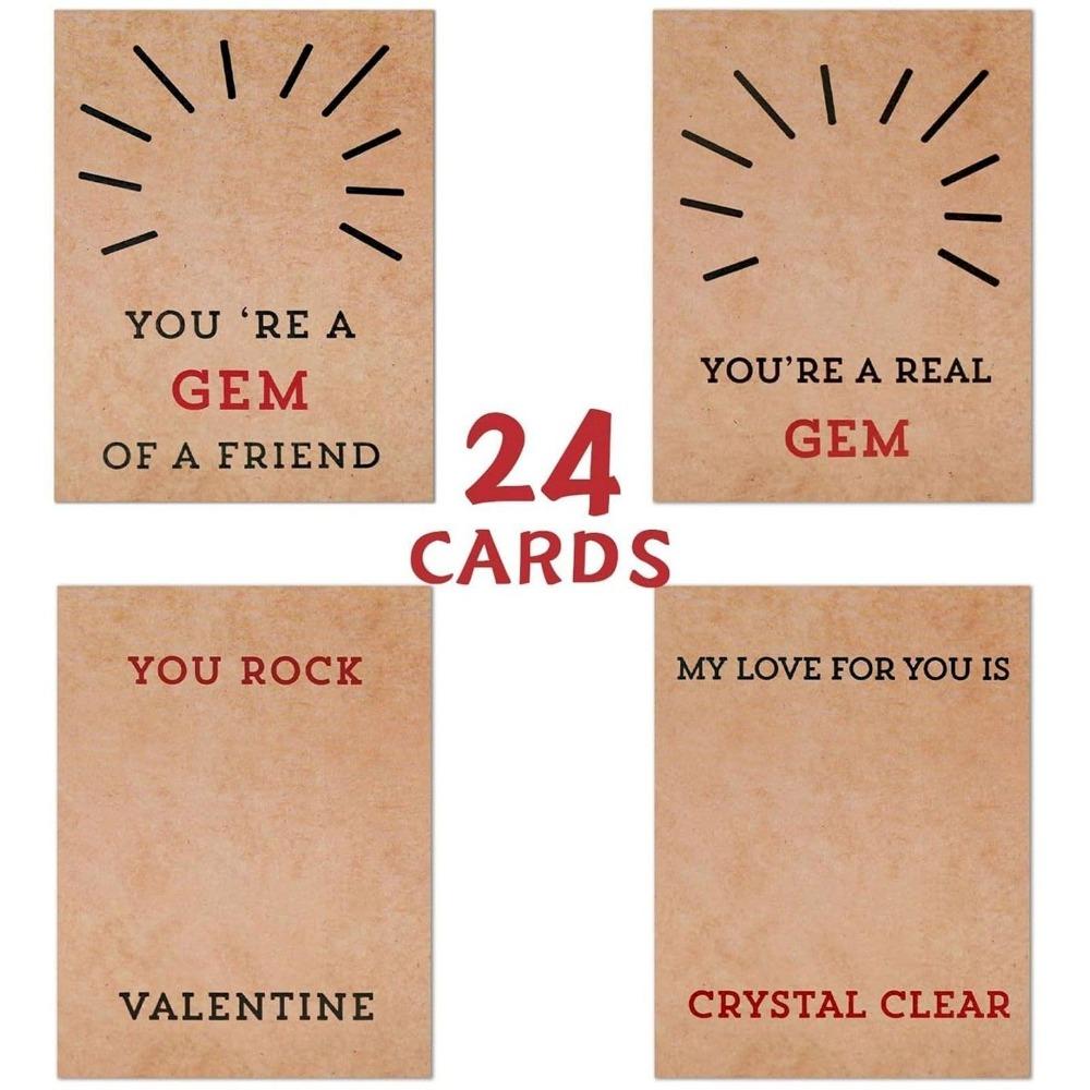 Durable Valentine's Day Love Hearts Valentines Day Gifts Heart Ornaments 24 Pack Valentines Cards