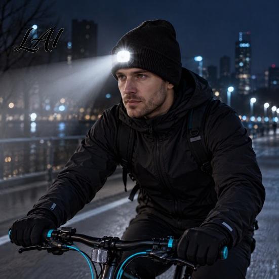 Hands Free LED Hat for Daily Life Knitted with Detachable Light Rechargeable Warm Winter Cap Outdoor Sports Built in Flashlight Safety Illumination