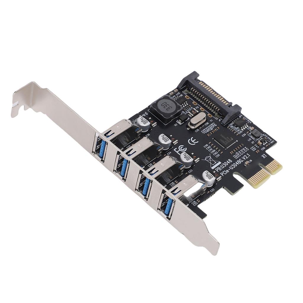 Карта расширения PCI-E USB 3.0 Поддержка Windows 11 10 8 X 7 Vista XP Настольный ПК 5 Гбит/с Superspeed 4 порта С собственным питанием