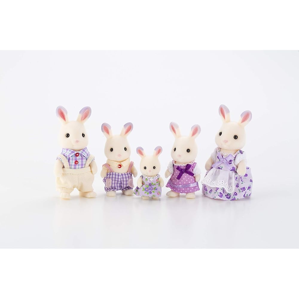 Sylvanian Families Lavender Rabbit Family Toy Set with Accessories and Detailed Features