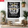 Juventus FC Custom Name Tapestry Personalized Wall Art Hanging Bohemian Home Decor for Bedroom Dorm Living Room
