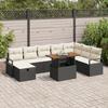 9-Piece Garden Sofa Set with Black Rattan Cushions, 2-Seater Garden Sofa with Storage & Cushions 3361341