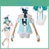 Костюм для косплея Hatsune Miku Белая девушка-кролик шелковистый для аниме-сцены