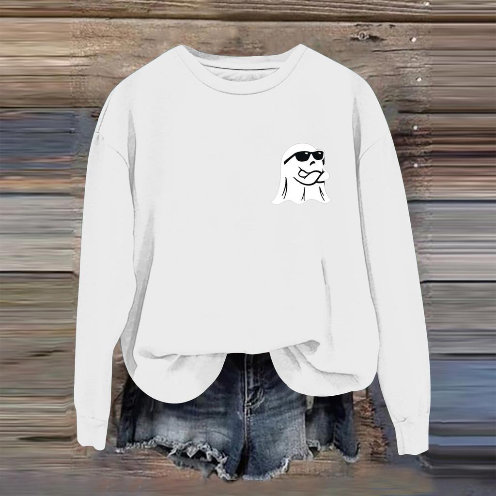 Женская модная повседневная толстовка с длинным рукавом и принтом на Хэллоуин