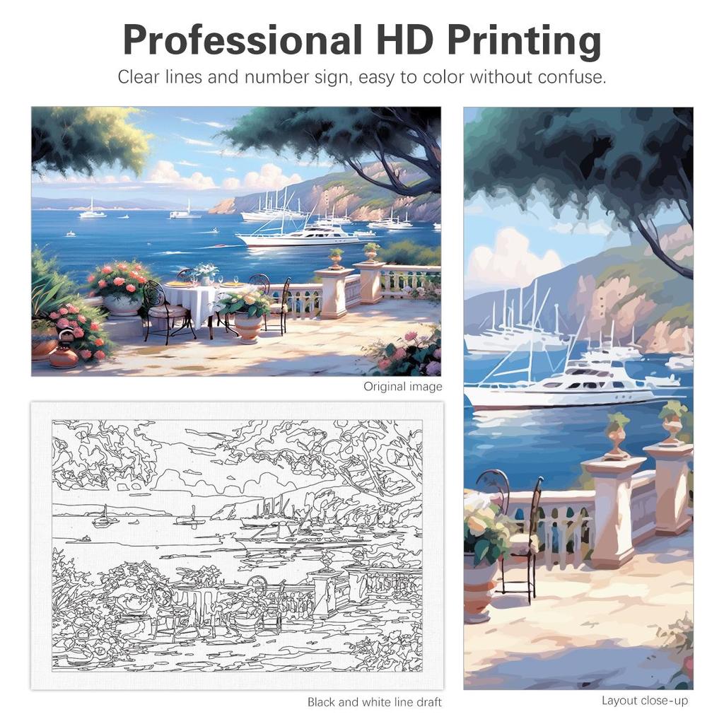 Рамка для рисования по номерам на холсте, гавань, пейзажный рисунок с цифрами для взрослых, домашний декор ручной работы 40x50 см